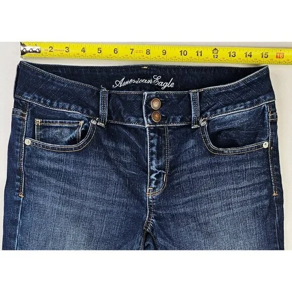 American Eagle Outfitters Size 8 Regular Women 25" Inseam Artist Crop Blue Jeans - Picture 2 of 13